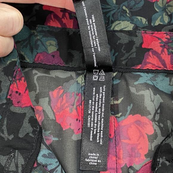 Aeropostale Top Womens Large Black Sheer Dark Floral Whimsigoth Romantic Witchy - Picture 13 of 14